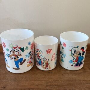 Rare Tupperware Disney Christmas Holiday containers 3 piece set Without Lids EUC